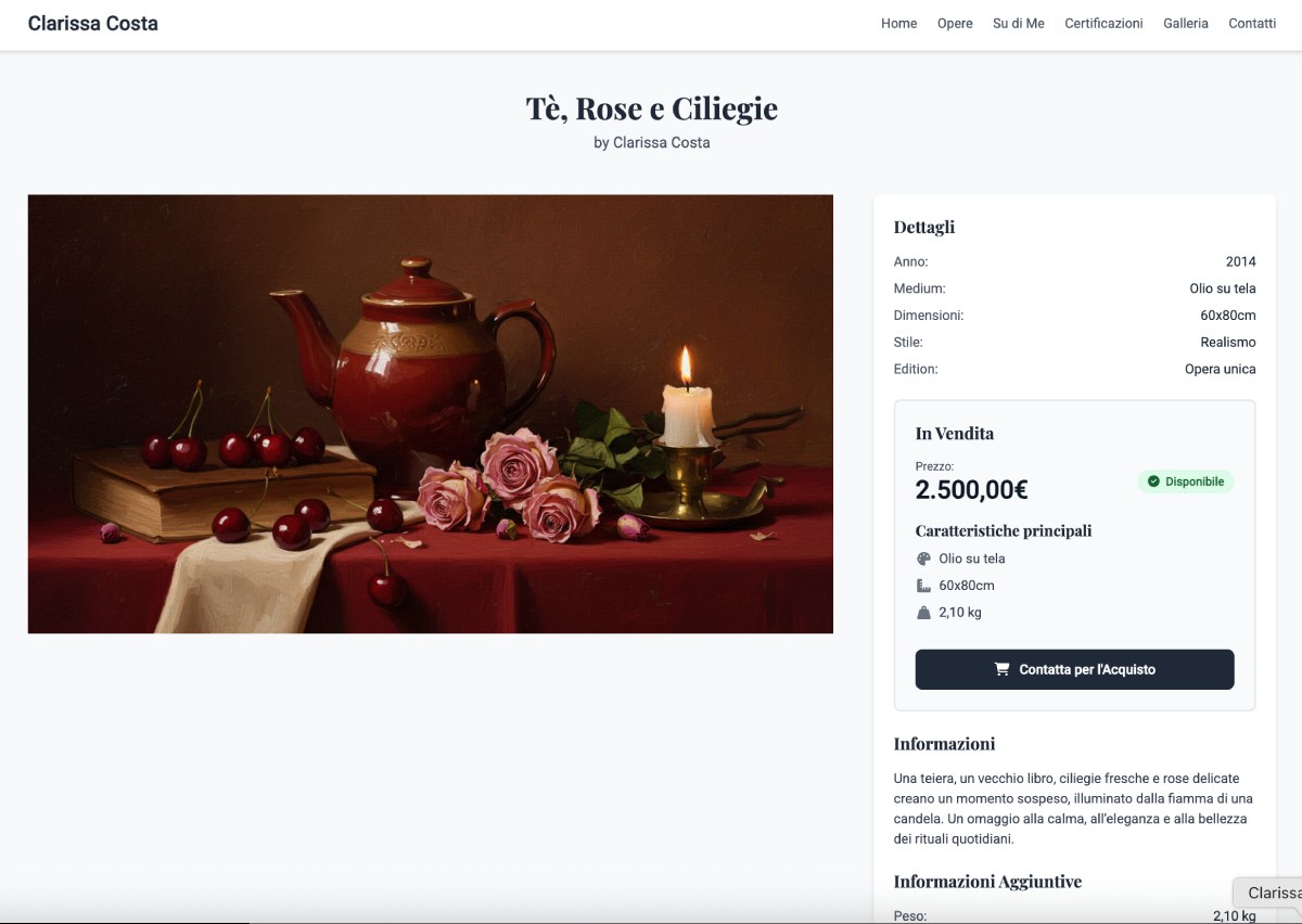 Esempio di pagina opera d'arte